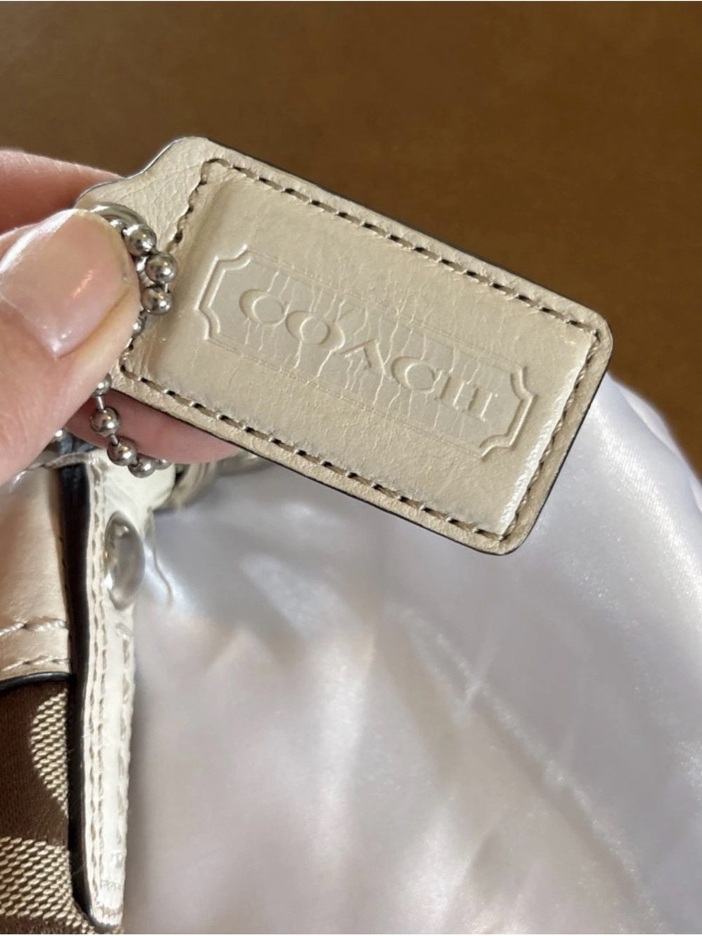 Coach Penelope Hippie Hobo Handbag Shoulder Bag F13744 Purse Khaki Putty C Logo - Picture 14 of 16